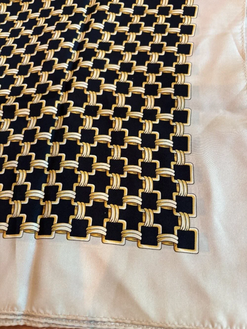 100% Silk Scarf, Black and Gold Design Square Scarf, 26